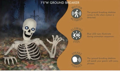 NEW Giant 7’5” Ground Breaking Skeleton with LED Eyes and Sound SHIPS NOW!
