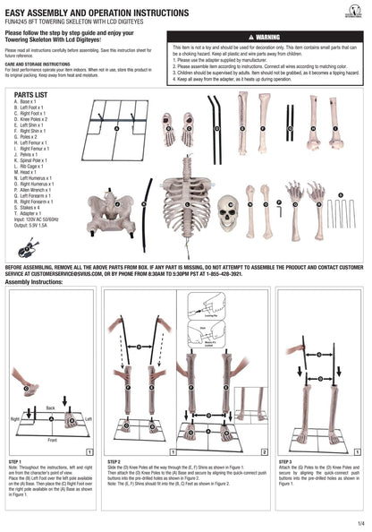 Giant 8 Foot Animated Skeleton Decoration