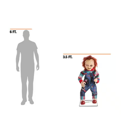 3.5 ft. Animated LED Scarred Chucky Doll H38
